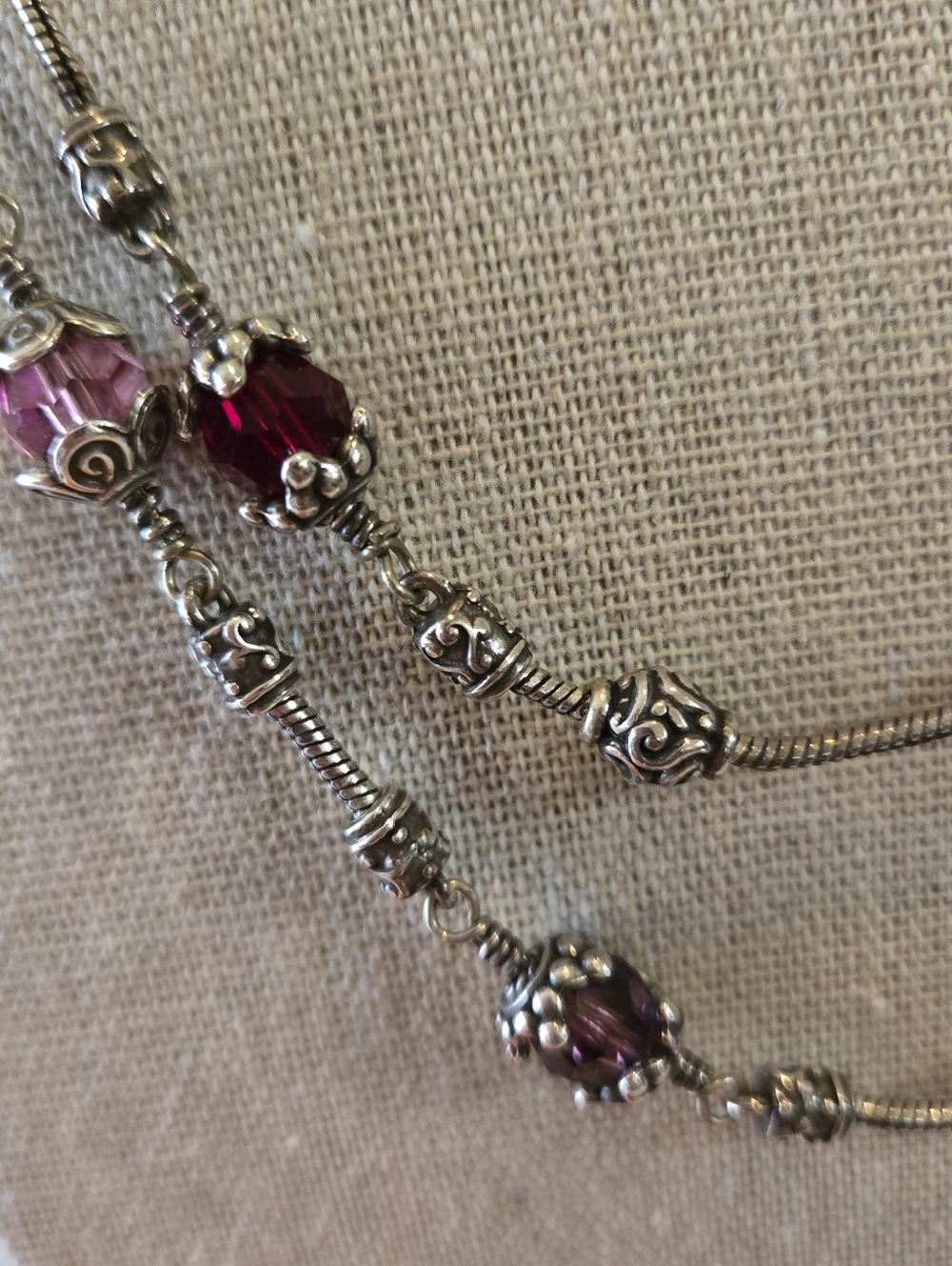 Brighton "Glass Mountain" Double Strand Necklace Silver Tone Vintage Retired - Picture 4 of 13